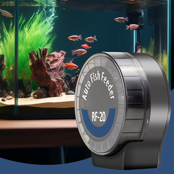 Fish Tank Automatic Feeder - 6 Timers Aquarium Auto Food Dispenser, with 21-Compartment | Vacation Fish Tank Feeder for Turtle Betta Tetrasfrog Axolotl Shrimp Saltwater Freshwater Home Office