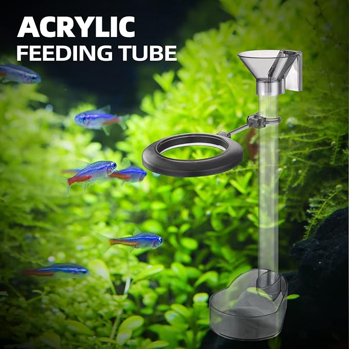 UPETTOOLS Shrimp Feeding Dish Set, Aquarium Fish Feeder Tube Kit Clear Durable Shrimp Feeding Tube with Feeding Ring, Cleaning Brush for Fish Tank