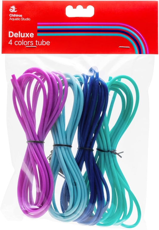 Chihiros Deluxe 4 Color Silicone Tube - 10 Ft Colored Silicone Dosing Tube for Saltwater/Freshwater Aquarium Nutrient Dosing, Tubing for Fish Tank Dosing Pump Systems - 2/4mm ID/OD