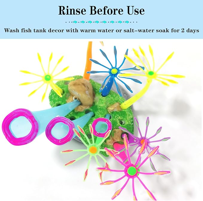 Glow in Dark Fish Tank Decorations for Aquarium, Artificial Soft Anemone Coral Plants Ornaments for Aquarium Decor Landscape, Silicone Fish Tank Accessories Decorations (Purple)