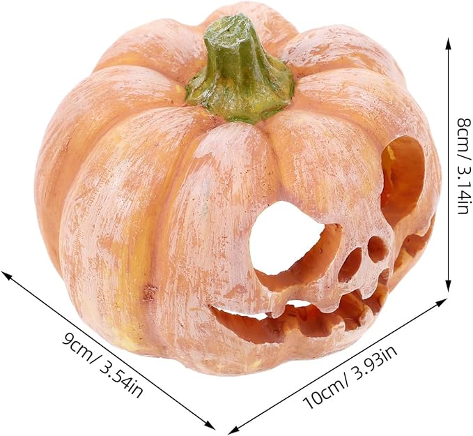 Milisten Orange Resin Halloween Pumpkin Fish Hideout, Aquarium & Terrarium Decor, Modern Realistic Simulated Modeling, Tabletop, All Seasons