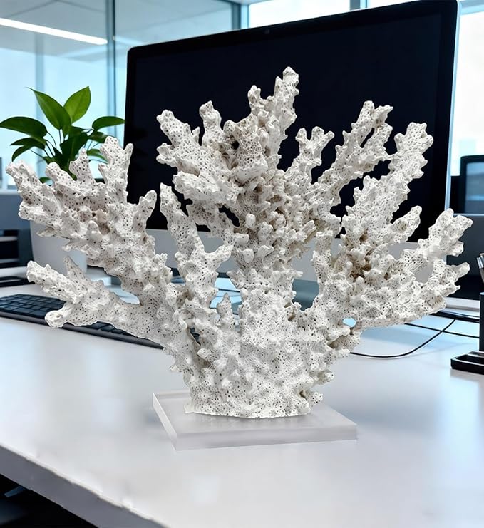 decorlWhite reefs, Artificial Coral Statues, Nautical Decorations for Beach Themed Homes, Resin Artificial Coral Ocean Decorations (Large Size)