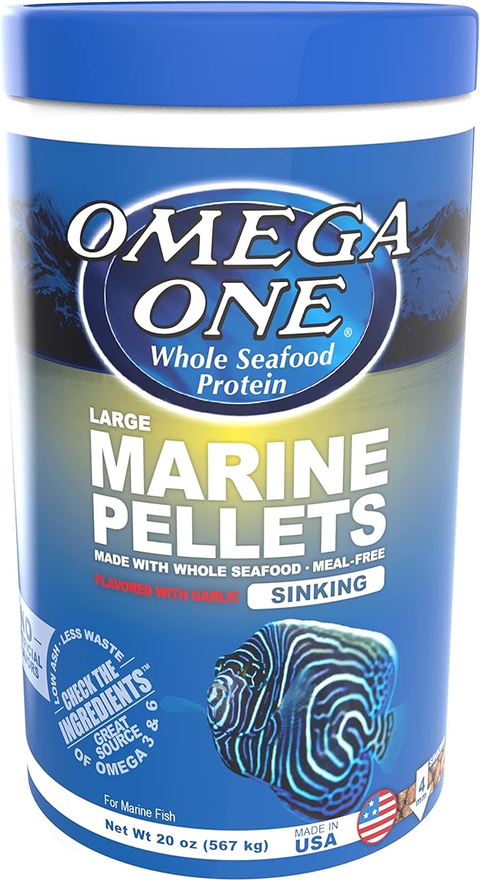Omega One Garlic Marine Pellets, Sinking, 4mm Large Pellets, 20 oz