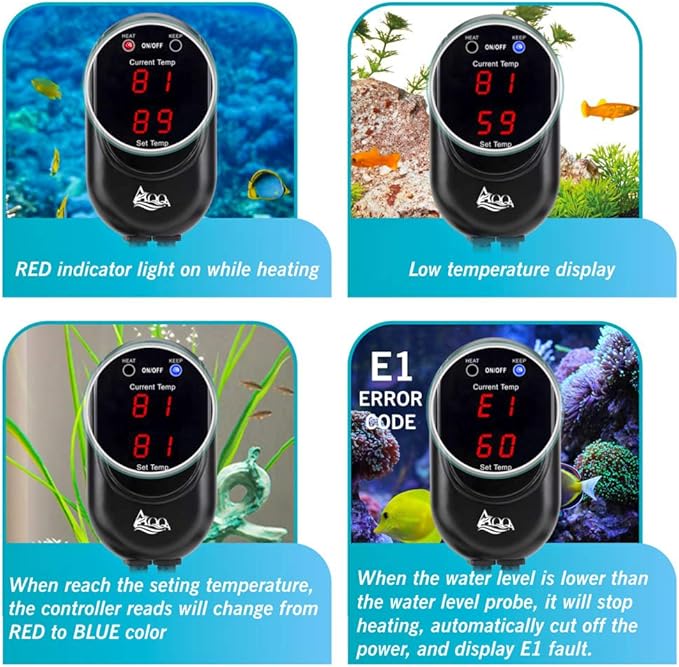 AQQA Aquarium Heater 200W for 45-80 Gallon Submersible Fish Tank Heater for Aquarium Betta Fish Heater Aquarium Thermostat Heater Freshwater and Saltwater (200W for 45-80 Gal)