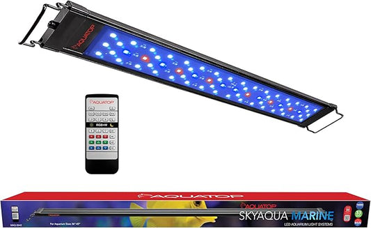 Aquatop SkyAqua Marine LED Saltwater Aquarium Light, 14000K Spectrum – Fits 36-42-Inch Tanks, 3 Position Toggle Switch & Included Remote Control, Aquarium Lights for Fish Tanks, UL & CSA