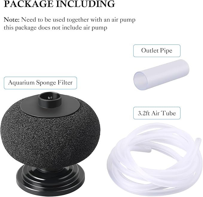 HITOP 110GPH Aquarium Air Pump and HITOP 7in Sponge Filter