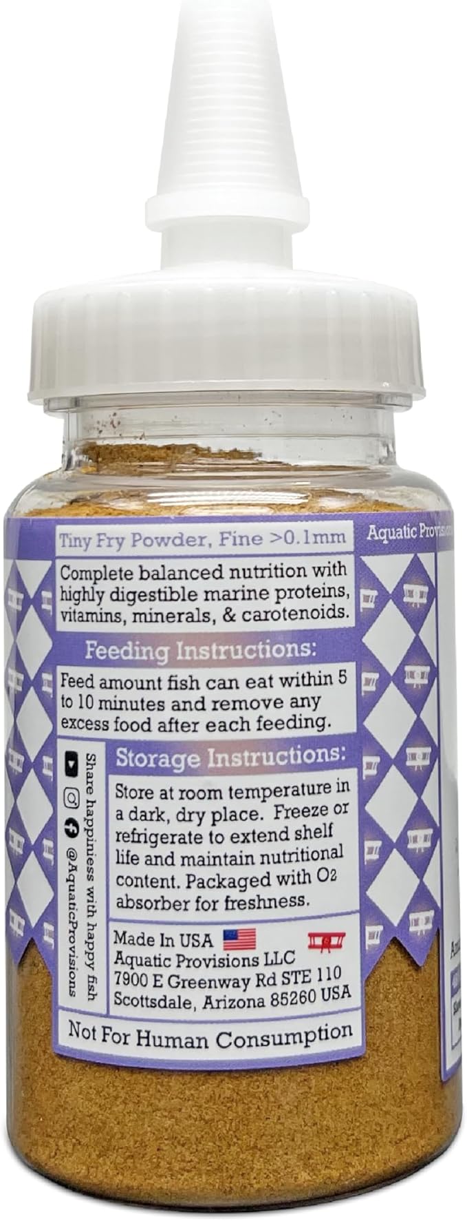 Aquatic Provisions Tiny Fry Fish Food 1.76 oz, Fine Powder for Newborn Aquarium Fish