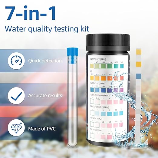 100 Pcs Aquarium Test Strips Fish Tank Test Kit Fast Accurate Aquarium Water Testing Strips with Test Tube Water Test Kits Fish Tank Testing Strip for Carbonate Root pH Hardness