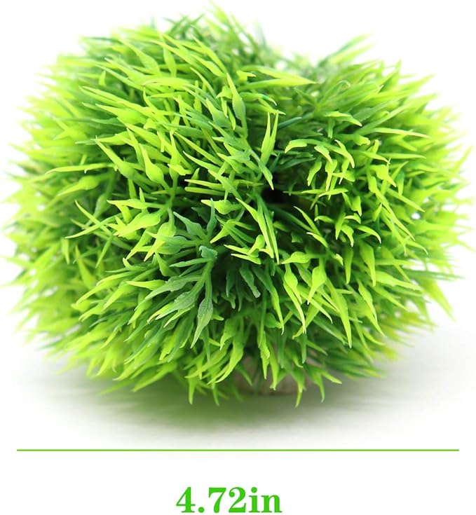 Besimple 4 Pack Aquarium Plastic Plants Grass Ball, Artificial Marimo Balls Green Water Plants Fish Tank Decorations
