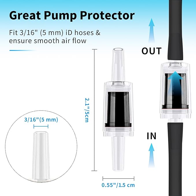 Premium 25FT 3/16inch Air Hose for Aquarium with Connector,Check Valve, Control Valve Accessories (Black, 25 ft.)