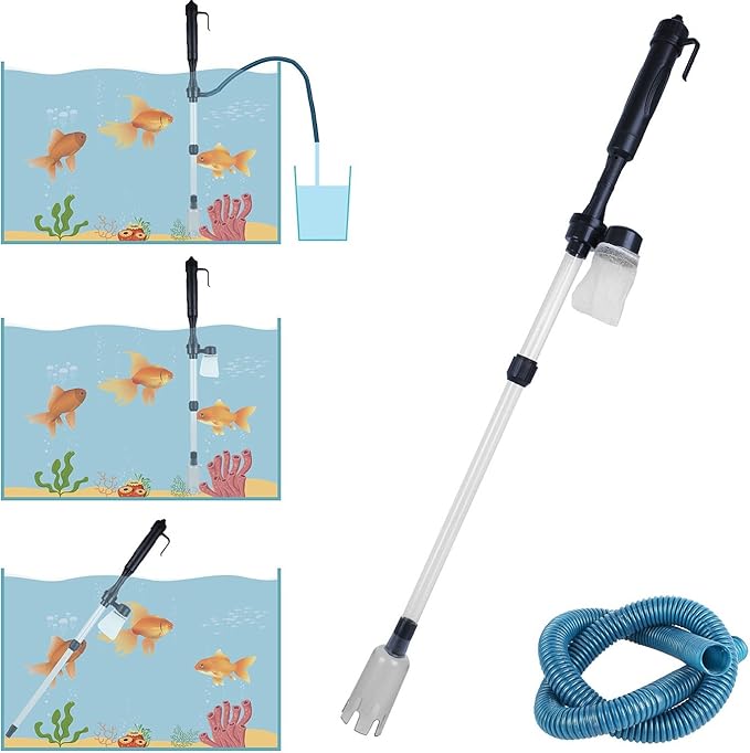 GPCT Battery Operated Aquarium Vacuum Gravel Cleaner. Sand Washer, Cleans/Filters Water, Dirt, Fish Waste, Debris, & Drains The Aquarium. Great for Small/Medium/Large Aquariums