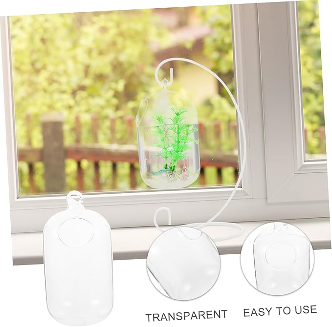ARTIBETTER 15cm Suspended Transparent Hanging Glass Fish Tank, Infusion Bottle Aquarium Flower Plant Vase Flower Vase for Home Decoration 1pc (Transparent, Only The Glass Bowl)