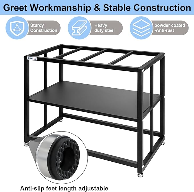 Fish Tank Stand Heavy Duty Metal Aquarium Stand 40 Gallon Tank Stand 660LBS 36.5" L x 18.5“W x29.5”H, Double Layer for Home and Office More Storage Space, Black