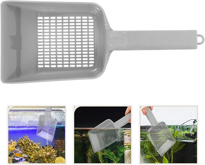 IMIKEYA Aquarium Sand Scoop Shovel for Fish Tank Cleaning Gray Reusable Sediment Removal Tool for Aquarium Gravel Maintenance