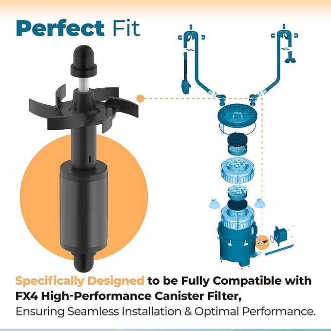 ANTOBLE A20208 Magnetic Impeller Assembly Compatible with Fluval FX4 High Performance Canister Aquarium Filter A214 (Black)