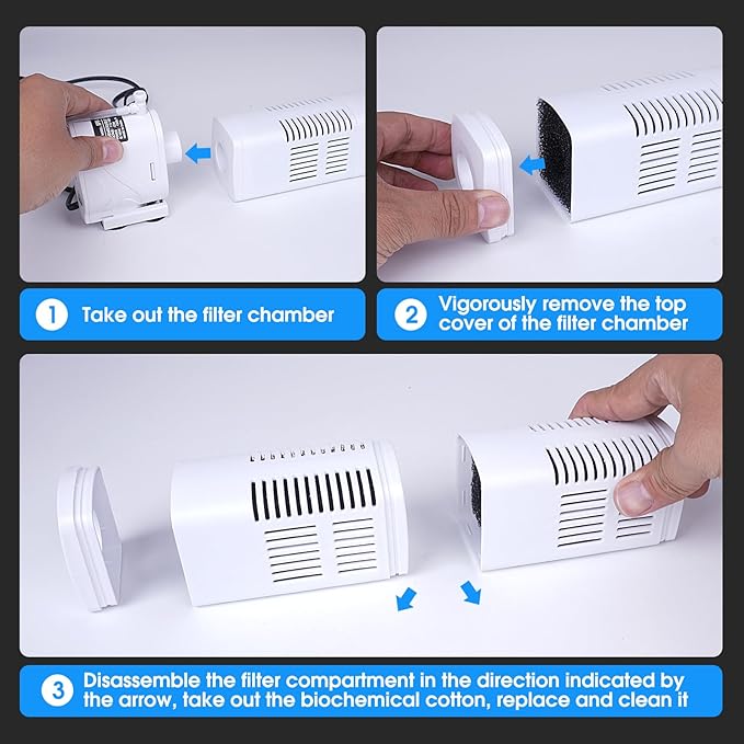 The fish tank filter is suitable for 80-160 gallon aquariums, filtering/oxygenating/water circulation. Built-in biochemical filter cotton