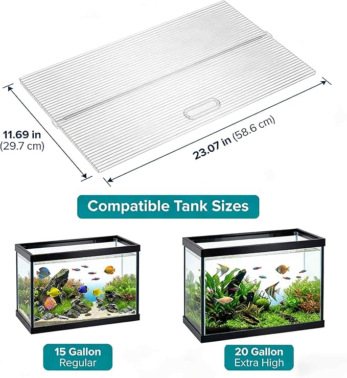 Aquarium Canop Polycarbonate 23.07 x 11.69 x 0.24 for 15/20/29 Gallon Without Center Brace Aquariums Cover Aquarium Lid，Clear