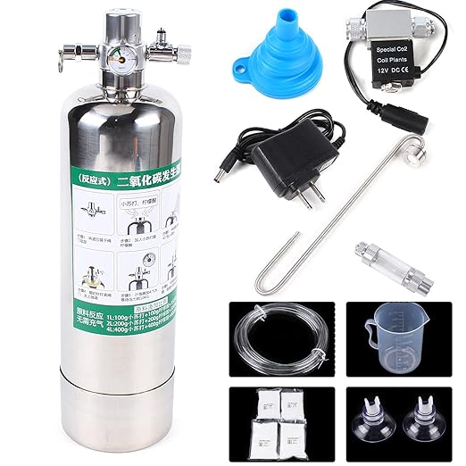Aquarium CO2 Generator System Kit Carbon Dioxide Reactor Kit Air Flow Adjustment Vavle Bubble Counter for Plants Aquarium
