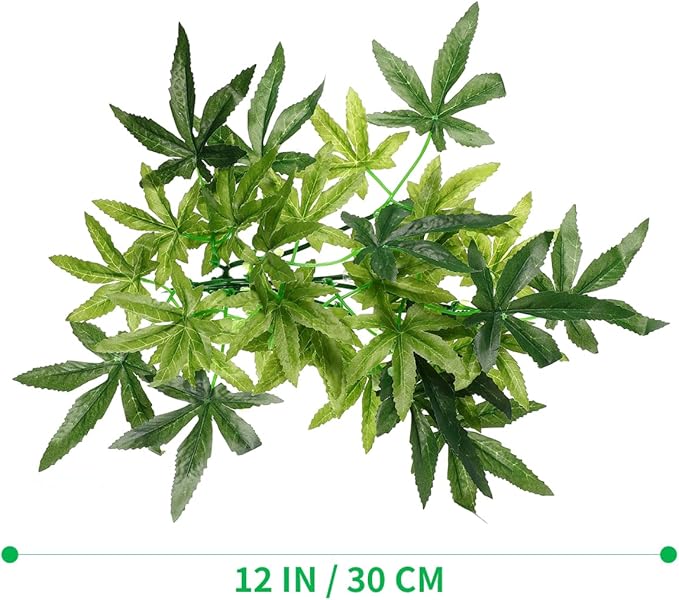 Aquarium Reptile Plants Artificial Plastic Leaves Hanging Silk Terrarium Plant with Suction Cups,Simulation Landscape Decorations for Bearded Dragons,Lizards,Geckos,Snake