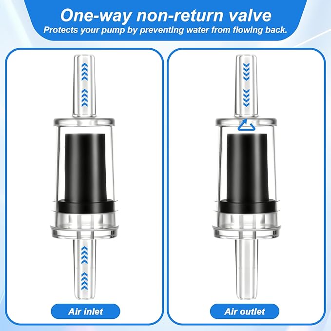 Psyqtsuary Aquarium Air Pump Accessories, 12 Pcs One Way Check Valve Aquarium Plastic Aquarium Air Valve for Fish Tank 3/16" Aquariums Tubing (6 Check Valves +6 Control Valves) (Black)