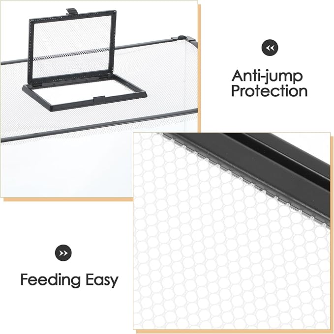 Aquarium Cover Lid: Fish Tank Lid Anti-Jumping Net Cover with Feed Window - 19.7x15.8 Mesh Terrarium Aquarium Hood Keep Fish from Jumping Out