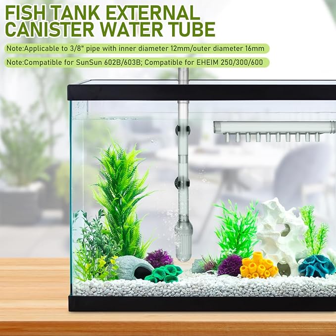 balacoo Aquarium Canister Filter Inlet Outlet Kit for 603b Fish Tank Outer Filter Accessory for 12mm Inner Diameter Aquarium Hose, 30X5.7X2.5CM, Grey