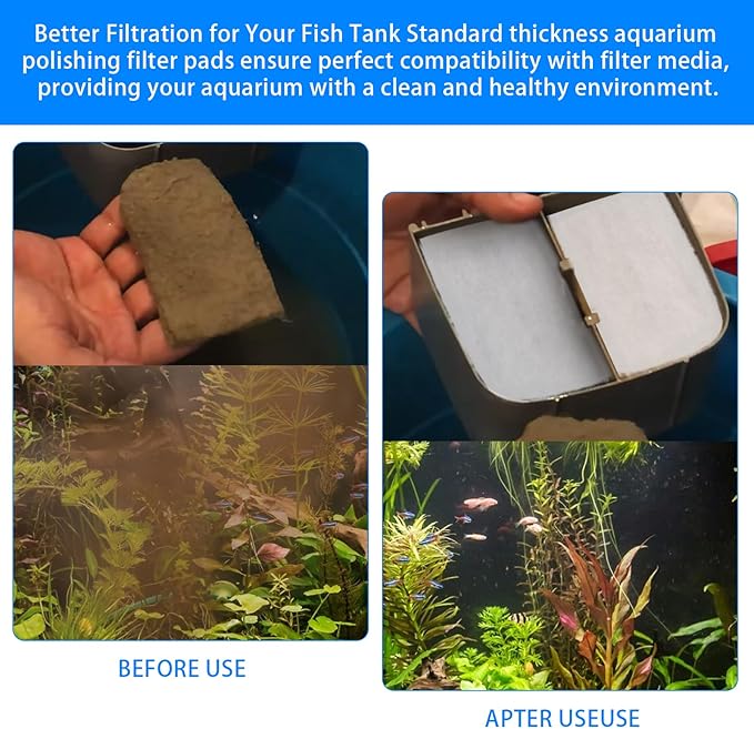 8 Pack Water Polishing Pads Fit for 306/307 406/407 Canister Filter Media Aquarium Filter Pad, A244A1 Mechanical Filter Media for Aquariums Compatible with Fluval Quick-Clear
