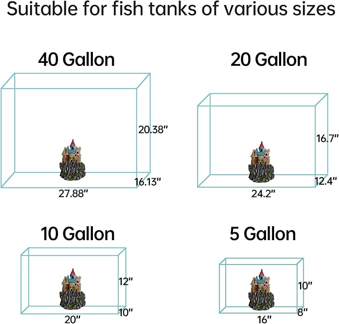 Fish Tank Castle Aquarium Decor – Large Resin Aquarium Ornaments for Aquarium Decorations, Safe Hideout Cave for Small Fish & Shrimp, Fairy Tale Fish Tank Accessories for Aquascape & Gifts