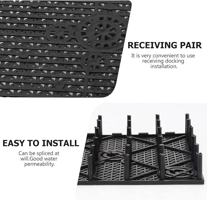 ULTECHNOVO Aquarium 20pc Fish Tank Bottom, Plate Sand Gravel, PVC Splicing Clapboard Bottom, Sand Gravel Board for Aquarium Breeding (Black) Fish Tank Filters