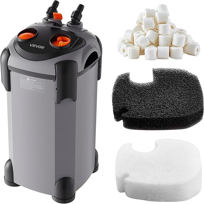 VEVOR 224.5GPH Canister Filter, 3-Stage External Aquarium Filter with Powerful Pump, Quite Water Circulation Cleaning Machine with Media for Fish Tanks and Aquariums Up to 55 Gallons, for Freshwater
