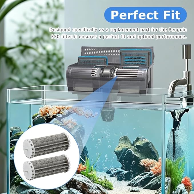 2 Pack Aquarium Fish Tank Filters Compatible with Marine-Land Pen-Guin 350 200, Hang On Filters Replacement for Pen-Guin Bio-Wheel 350B 200B Assembly Bio-Wheel Part, PRBW2350B