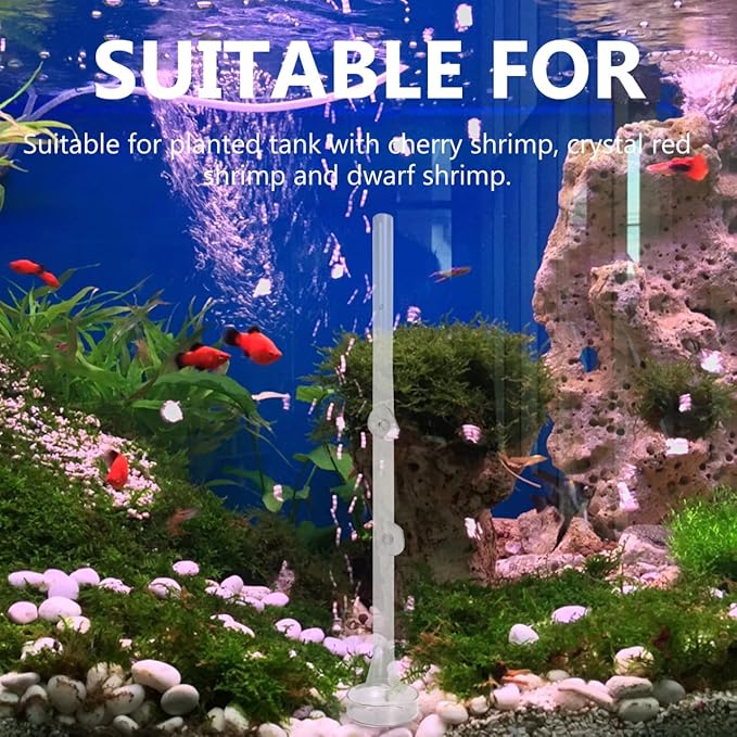 Mipcase Shrimp Feeding Tube and Dish Set - Clear Glass Aquarium Feeder with Suction Cup for Shrimp and Tropical Fish 17.91X2.36X2.36 Inch Easy to Install and Clean for Planted Tanks