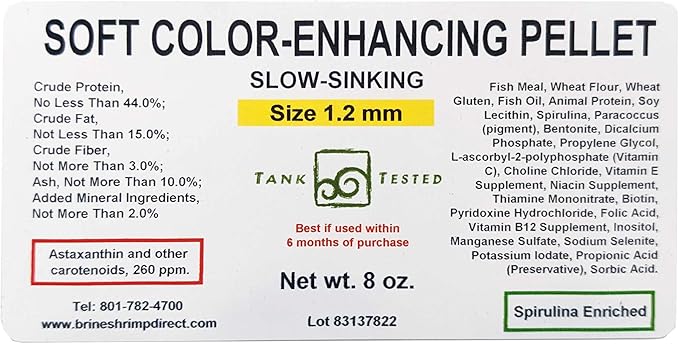 Brine Shrimp Direct Soft Color-Enhancing Pellet 1.2mm, 8 oz