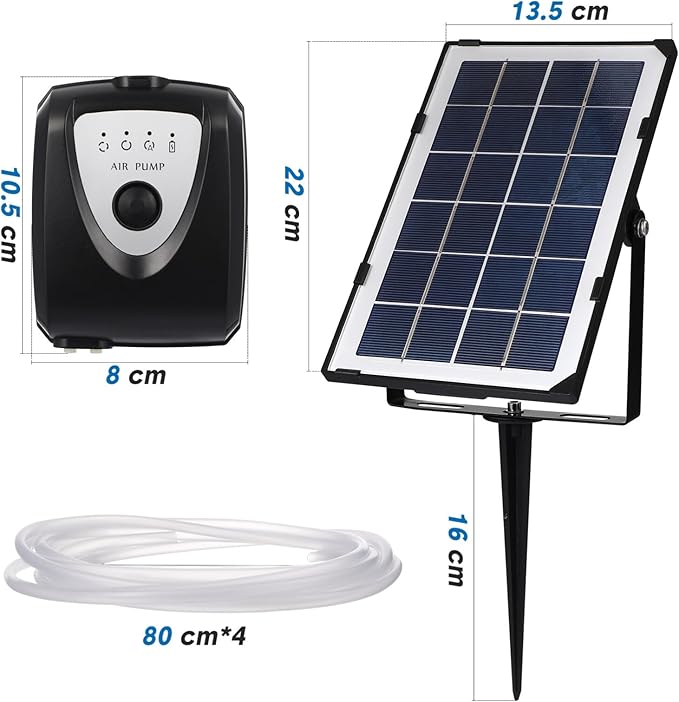 Tofficu Aquarium Air Pump Air Pump Aquarium Solar Pump Sets Oxygenation Equipment for Fish Tank Garden Pond Portable
