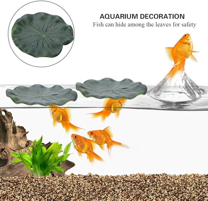 Sheens 10Pcs Aquarium Artificial Lotus Leaf, Fish Tank Water Landscape Decoration Simulation Plastic Floating Lotus Leaves for Freshwater Saltwater Aquarium