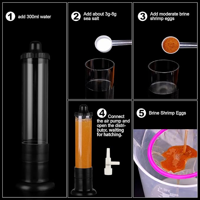 Brine Shrimp Eggs Incubator Hatchery Kit, Plastic Artemia Hatcher Tool for Fish Tank, Aquarium, Breeding and Hatching