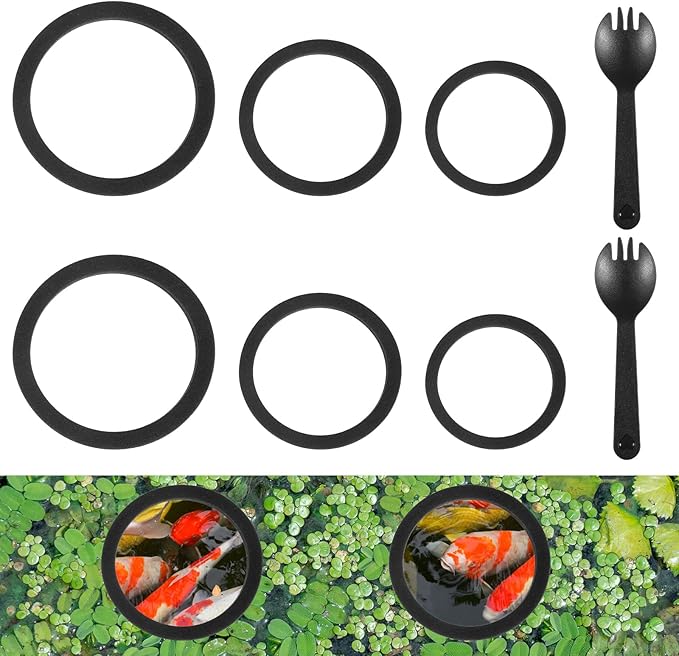 6PCS Aquarium Floating Plant Corral, Round Black EVA Fish Feeding Ring Set, Fish Tank Accessories for Mini Betta Tank, Floating Plants Holder|Feeder|Corral