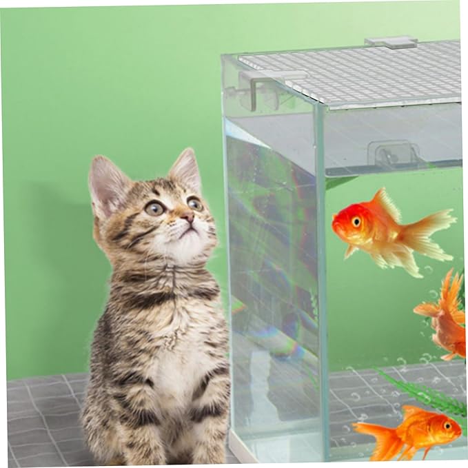 Aquarium Lid 4Pcs 12x12 Gridding Fish Tank Lid Anti-Jump Cat-Proof Aquarium Hood with 6 Clamp Breathable Cuttable Nonopaque Fish Tank Cover Fish Tank Lid Home