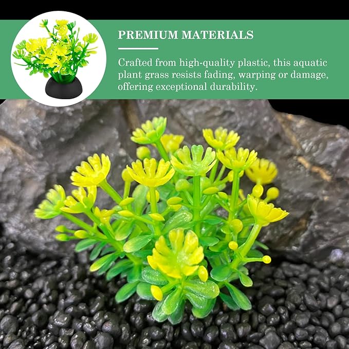 20PCS Colorful Aquarium Decorations Set - Artificial Plastic Plants with Stable Base Fake Underwater Plants for Freshwater Small Aquariums