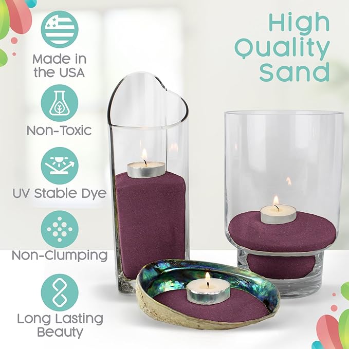 Sangria Unity Sand, 1 LB (16 oz), Dark Burgundy Colored Sand for Weddings, Vase Filler, Home Décor, Crafts, Terrariums, and More