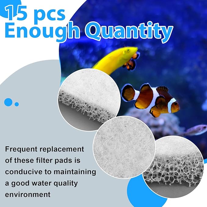 Maxcheck 15 Pack Diffusion Chamber Pad Compatible with Fluval Betta, Replacement Aquarium Filter Media, Polishes Water During The Final Stage of Filtration for Premium Aquarium Kit 2.6 Gallon