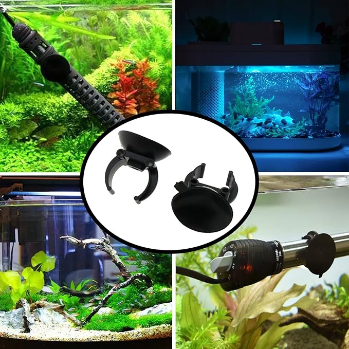 Sucker Clip 6pcs Black Plastic Replacement Fish Tank Aquarium Heater Suction Cups Clips Suckers