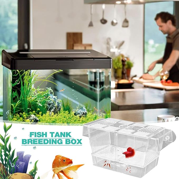 Fish Breeding Box - Fish Tank Divider Acclimation Box, Acrylic Hatchery Incubator Fish Tank | Fish Tank Breeder Box, Baby Fish Tank for Baby Fishes, Shrimp, Clownfish, Guppy, Aggressive Fishes