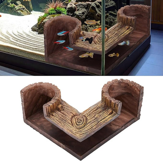 1 Pc Aquarium Underground Tunnel Cave Wood Like, 5.1 x 2 x 2.7 Inch Fish Hideout for Aquarium, Decoration for Guppy, Corydoras Catfish, Loaches, Corydora Catfish Bettas Pleco and Shrimps