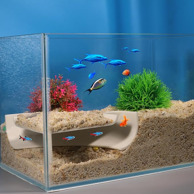 Aquarium Undergravel Fish Tunnel Hide Cave Corner Fishes Tank Decorations Under Gravel Viewing Tunnel Fish Cave for Aquarium Hideout (White,Style 1)