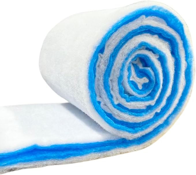 Filter Floss, Polishing Filter Pad for Fish Tank & Aquarium Filters - White/Blue - 1'x20' (20 sq. ft.)