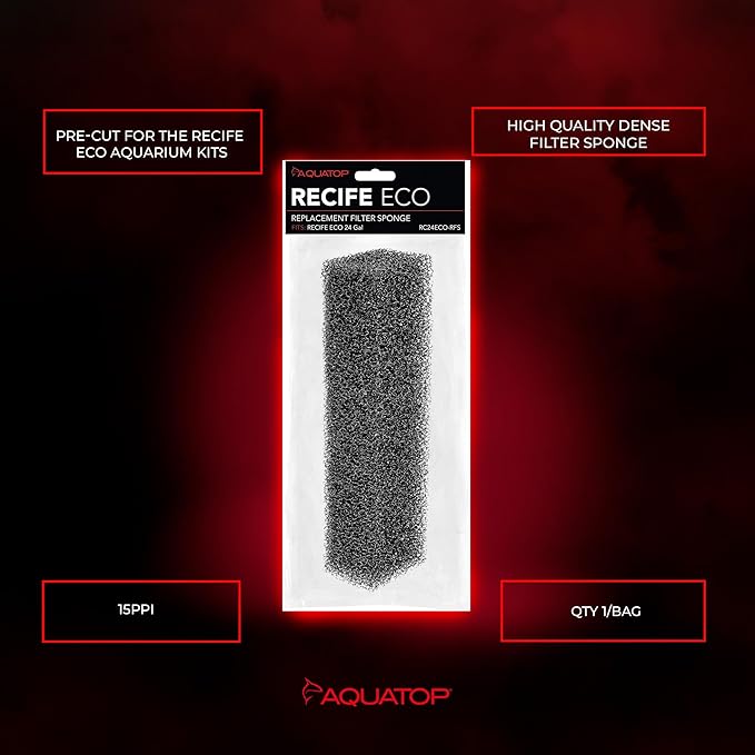 Aquatop Recife Eco Series Replacement Filter Sponge - 24 & 40 Gal – High-Efficiency Aquarium Filter Foam - Easy to Install and Maintain - RC24ECO-RFS