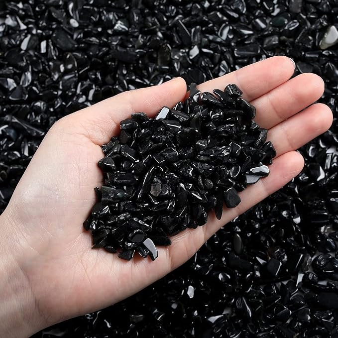 LAIDANLA Obsidian Crushed Stone Crystal Chips Bulk Natural Gemstones Healing Reiki Crystals Mini Quartz Vase Filler Aquarium Gravel 100g