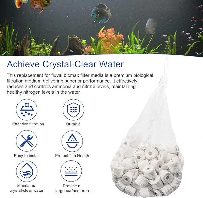 BioMax Biological Material Remover Replacement for Fluval Canister Filter, 17.6Oz/500g Biomax for Aquarium Filter Media, Filter Media Replacement Ceramic Rings for Aquarium Filter Fish Tank Pond