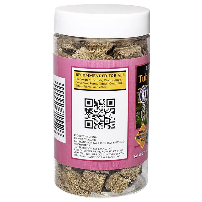 San Francisco Bay Brand Freeze Dried Tubifex Worms Fish Food - All Natural High Protein Treat for Freshwater Fish, Cichlids, Discus, Angelfish, Catfish, Barbs - Tubifex Worms Fish food - 0.92 oz (26g)